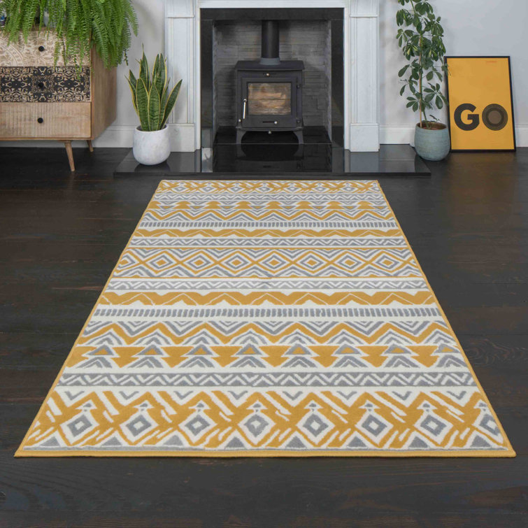 Kukoon Tribal Grey/Ochre Rug & Reviews Wayfair.co.uk